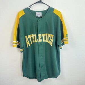 Vintage Oakland Athletics MLB Baseball Stitched Starter Green Jersey Men Large